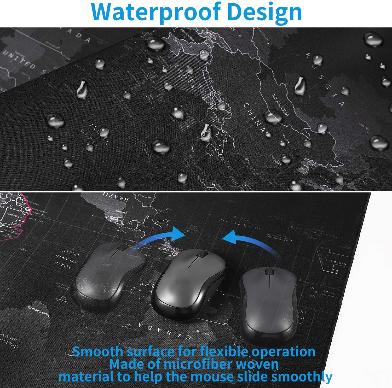 Large Gaming Mouse Map Pad 800×300×2MM (31.50X11.81X0.08 Inch),With Non-Slip Base,Waterproof and Foldable Pad,Desktop Pad Suitable for Gamers,Suitable for Desktop,Office and Home,Black