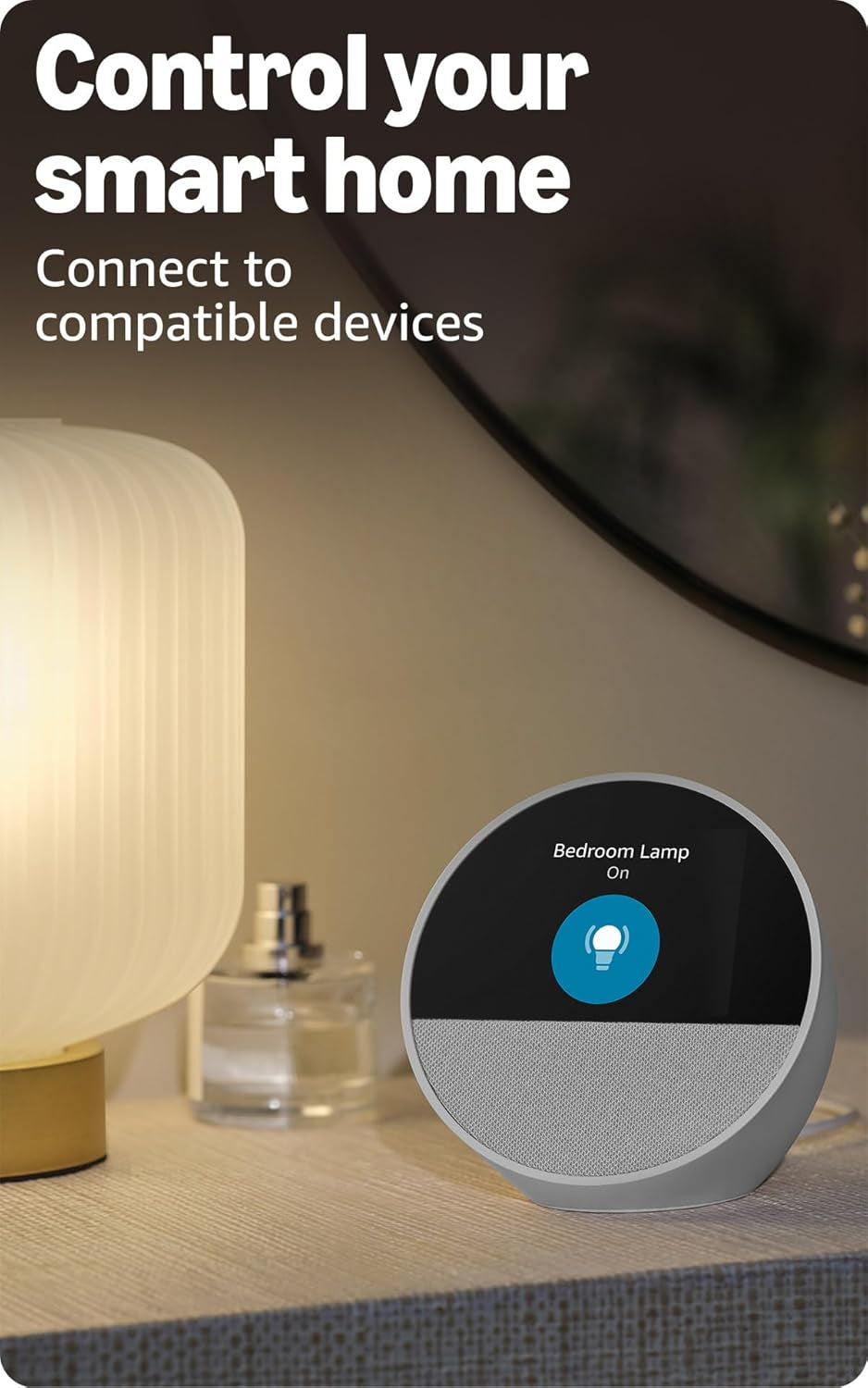 Echo Spot (Newest Model), Great for Nightstands, Offices and Kitchens, Smart Alarm Clock, Designed for Alexa+, Black